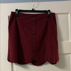 LC Lauren Conrad Maroon Button-Up A-Line Skirt